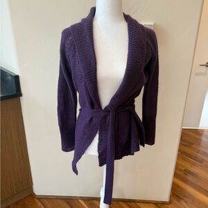 Elegant Purple Belted Cardigan